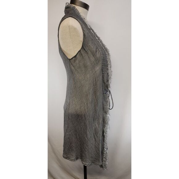 Hazel Brown Sleeveless Fringed Grey Cardigan Size Small - Picture 3 of 7